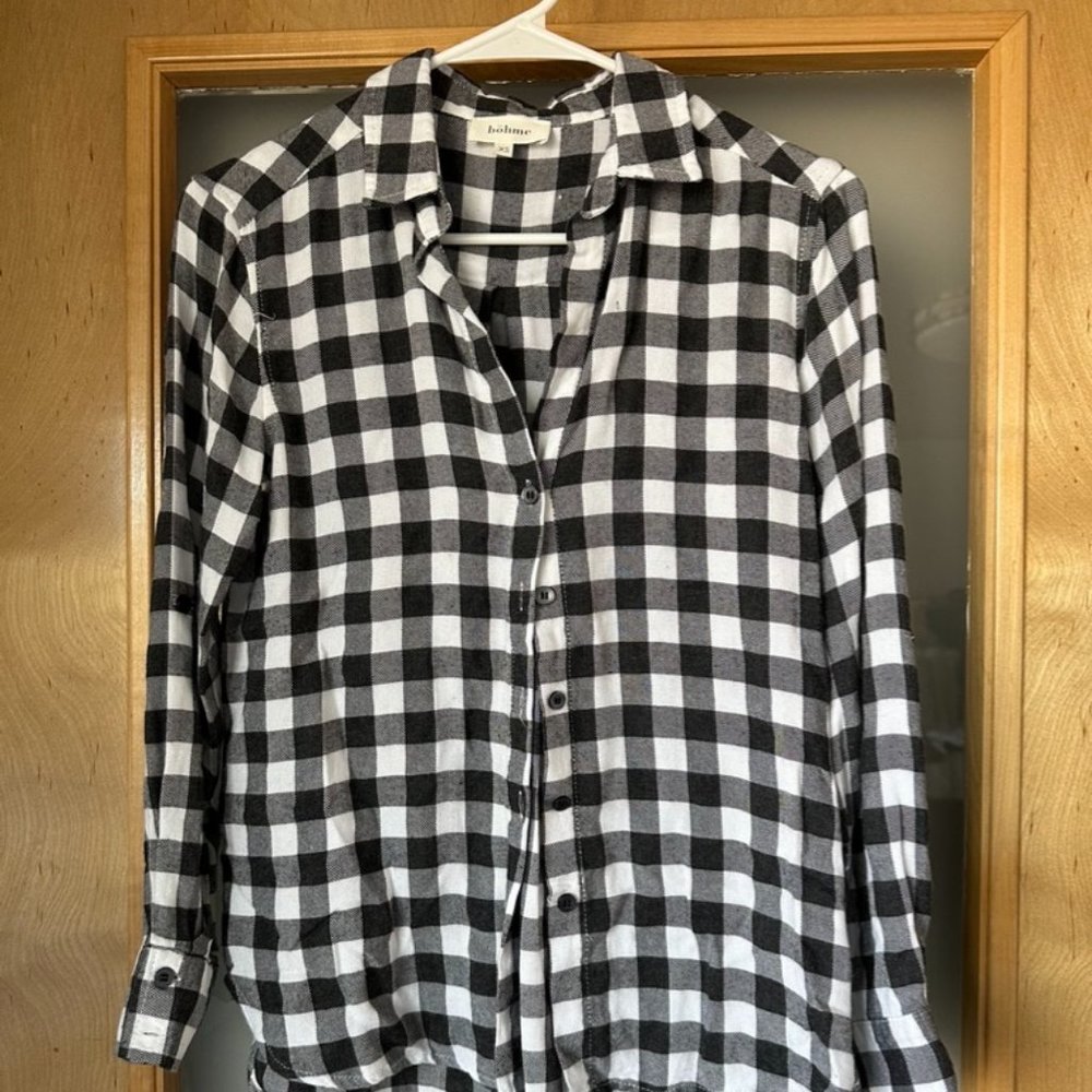 Black and white checkered button up shirt